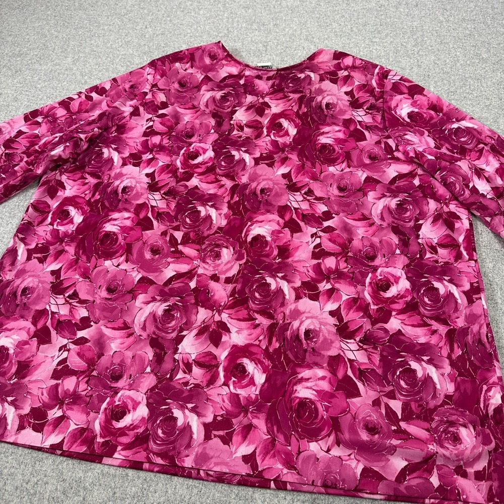 Vintage Blair 3XL Womens Top MuuMuu Blouse Floral Lightweight Pink Roses Lounge - Picture 3 of 16